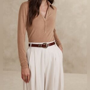 Banana Republic Wool Blend Polo Sweater Tan Size XL